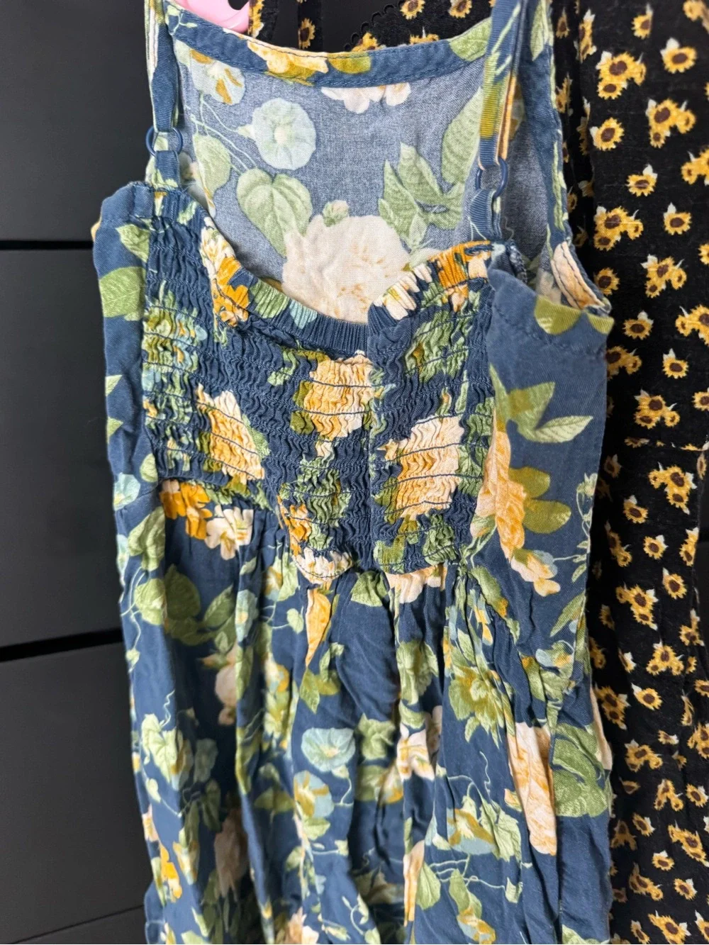 art class Girls Floral Tank Dresses in Black & Blue